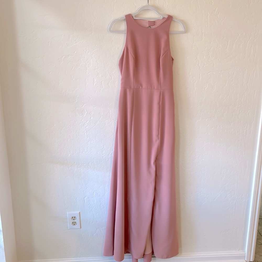 Dessy Collection 8R Desert Rose, sleeveless long gown, open in back,lined